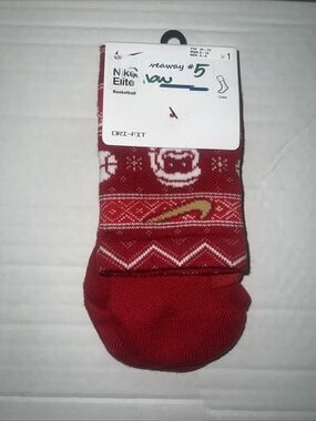 Nike Elite Christmas Crew Socks Mens 6-8 Womens 4-6 Youth 5-7 Red